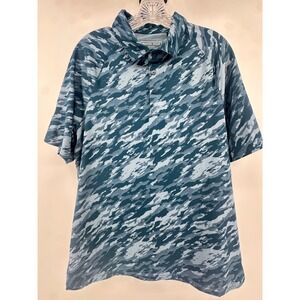 Branded Bills Mens Blue Camo Performance Golf Polo Shirt Size Medium DN 25 Patch